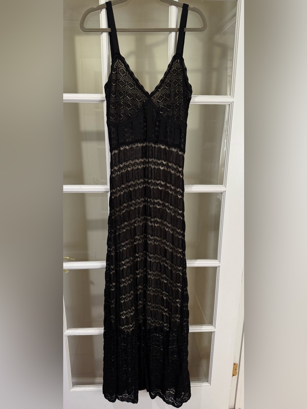 INC International Concepts Black Crochet Lace Maxi Dress
